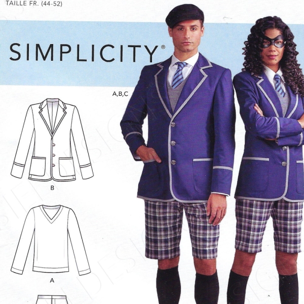 Uncut Simplicity Sewing PatternPattern 10546 9094 Cosplay school UNIFORM Men's Misses Teens Sizes 34-42 44 - 52 FF