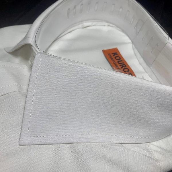Men's Premium Designer Modern Slim Fit Dress Shirt with matching FREE collar cover, White