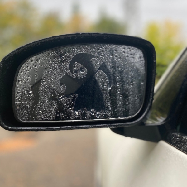 Anti Fog/Rain Grim Reaper Mirror Peeker - Car Accessories - Decals - Handmade