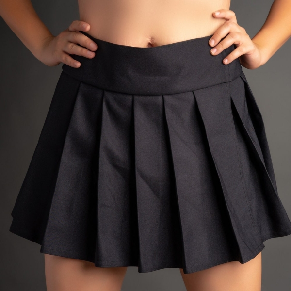 REGULAR MINI Skirt Plaid Pleated (SolidBlack)