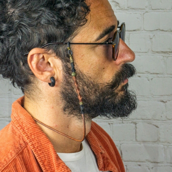 Handmade Leather Glasses Holder For Men- Macrame Leather Cord Sunglasses Chain- Mens Genuine Leather Lanyard- Unique Glasses Strap