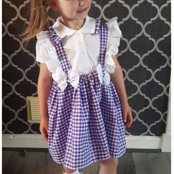 Gingham school pinafore and polo - school uniform - school skirt