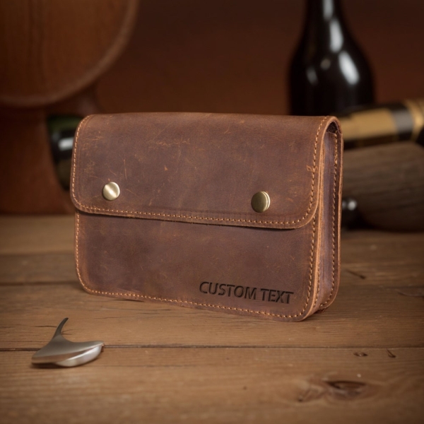 Father's Day Gifts Custom Text Leather Belt Bags Zip Belt Bags Handmade Waist Bags Men's Phone Bag on Belt Personalized Gifts Gifts for Dad.