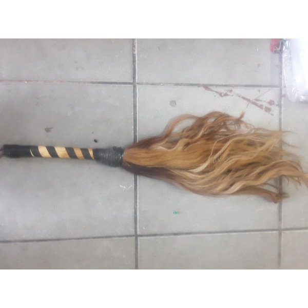100% Zulu African Cowtail Trukere Broom & Brown Fly Whisk – Authentic Wedding Amashoba and Traditional Regalia