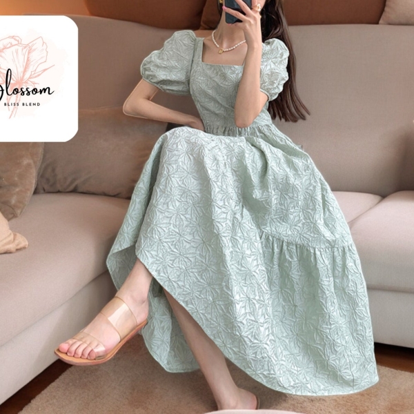 Women's Midi Dress | Fashionable Puff Sleeve Clothes | Stylish Formal Outfit