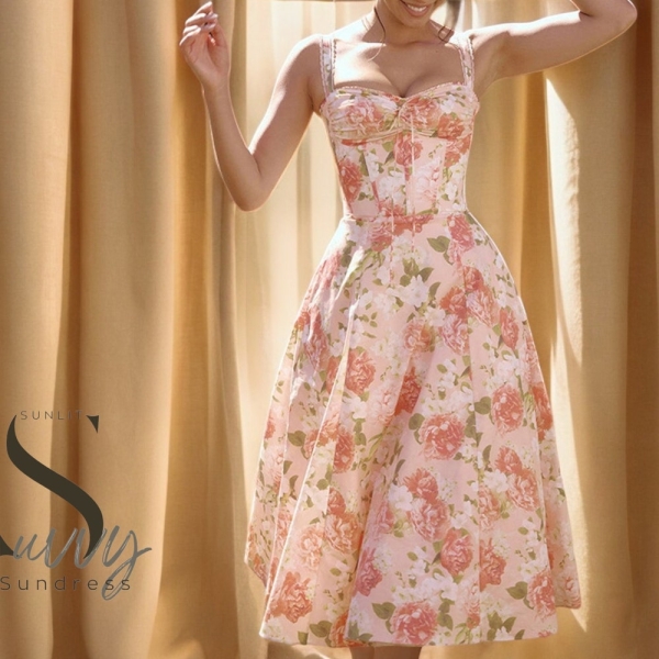 Sleeveless Floral Midi Dress | Stylish Party Attire | Women's Fashion Attire