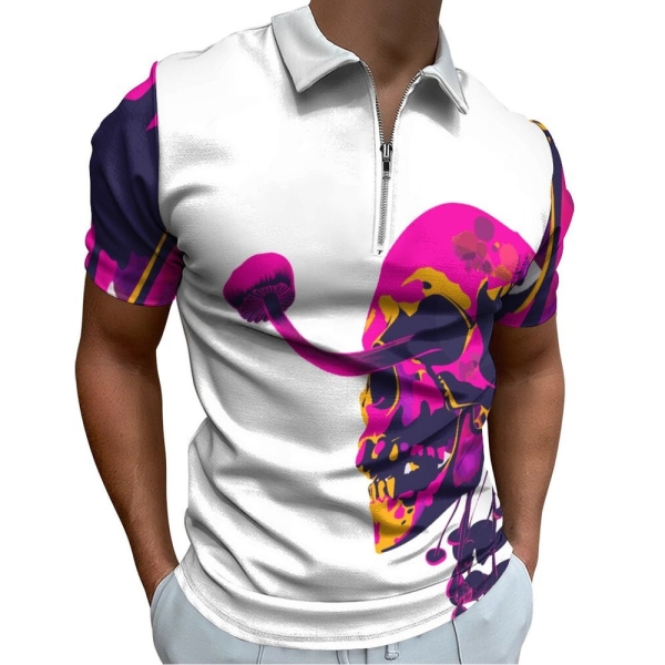 Men's Short Sleeve POLO Shirt with Zipper B470 (All-Over Printing)