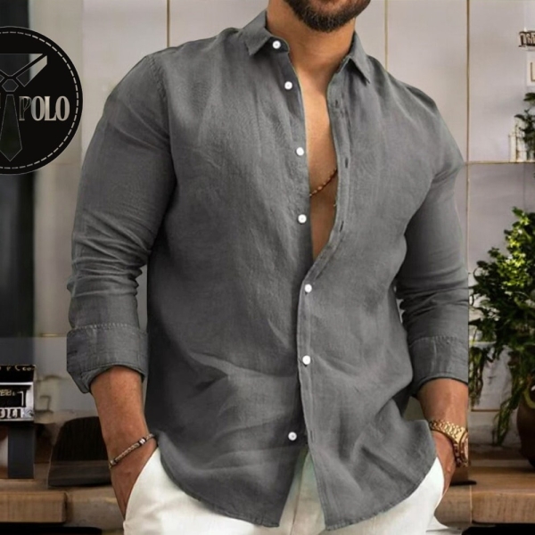 Plain Long Sleeve Button Down | Comfortable Casual Top  Attire | Men's Fashion
