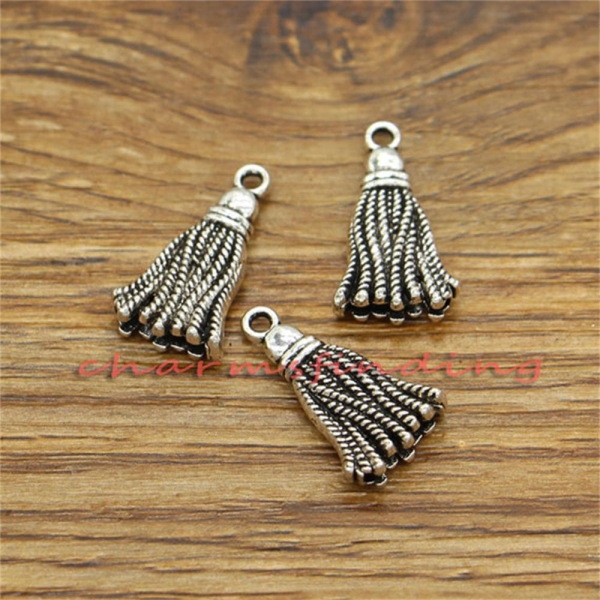 20pcs Mop Charms Broom Charms Tassel CharmsAntique Silver Tone 21x12mm cf3219