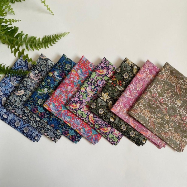 Liberty London “Strawberry Thief" Tana Lawn 100% Cotton Pocket Square / William Morris Bird Vintage Handkerchief - Gift or Wedding Accessory