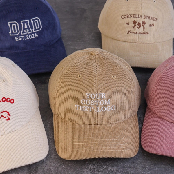 Customized personalized embroidered text/logo hat - Corduroy handmade baseball cap for men and women - Corduroy warm soft topduckbillcapgift