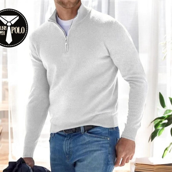 Chic Men's Sweater | Half-Zipper Close-Neck Design | Fashionable Sweatsuit