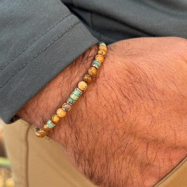 Men's Bracelet Trendy Bead Style | Fall Must-Have | Customized Size & Color | Stretch Comfort Fit