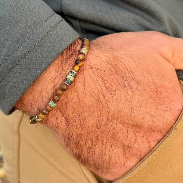 Men's Bracelet Trendy Bead Style | Fall Must-Have | Customized Size & Color | Stretch Comfort Fit