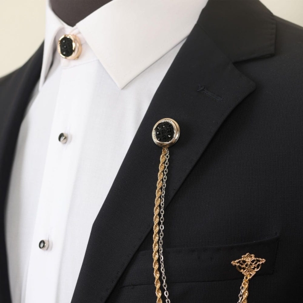 Handmade Gold Chain Jacket Brooch, Lapel Chain Pin, Men's Women's Jewellery, Chain Brooch, Wedding Accessory, Lapel Brooch