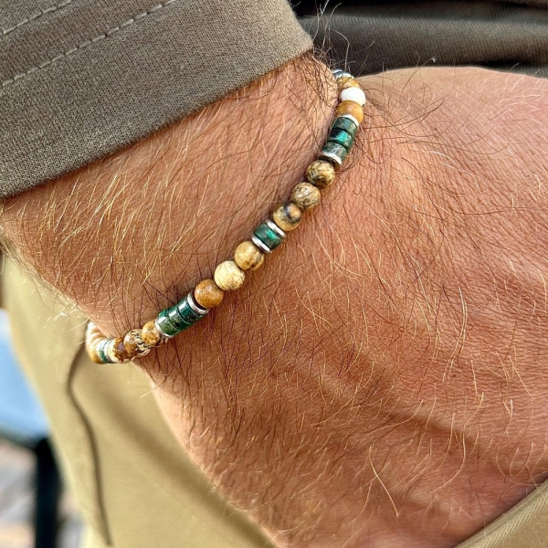 Men's Bracelet Trendy Bead Style | Fall Must-Have | Customized Size & Color | Stretch Comfort Fit