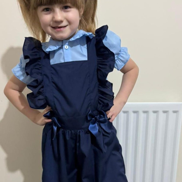 Girls frilly pinafore culottes - school uniform - school shorts