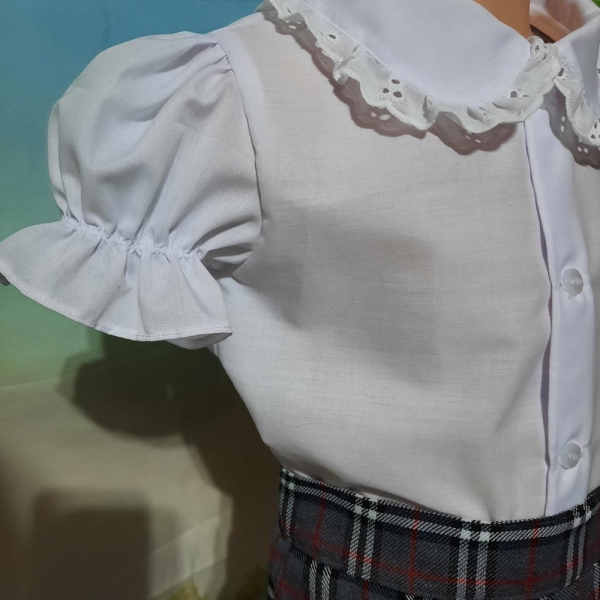 Girls school frilly collar school blouse - school shirt - handmade school uniform