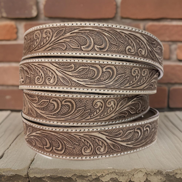 Handmade Men's Western Belt Genuine Full Grain Leather Heavy Duty Without Buckle