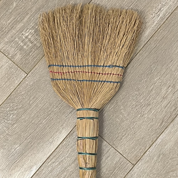 Handmade Straw Broom, Hand Broom, Primitive Broom, Rustic Cleaning Tool for Home, Natural Straw Floor Sweeper, Daily Use, Host Gift