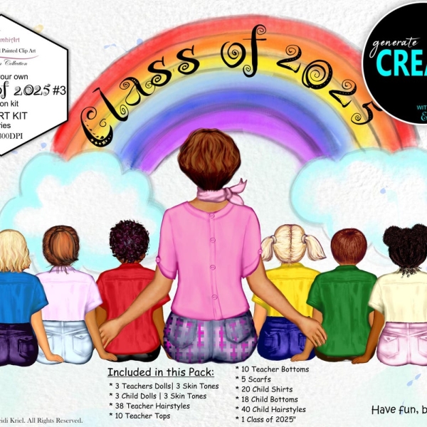 Class of 2025  School Portrait Custom Clipart Bundle. Custom skin, hair and school uniform