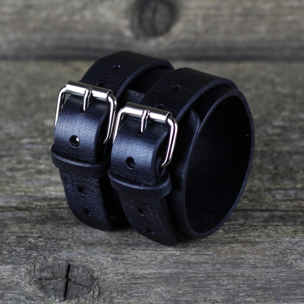 Black leather bracelet, leather accessories, black cuff, women cuff, men bracelet, anniversary gift, great gift.