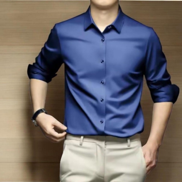 Men's Long Sleeve Shirt – Wrinkle-Resistant Business Dress Shirt. High-End Professional Casual Suit White Shirt.