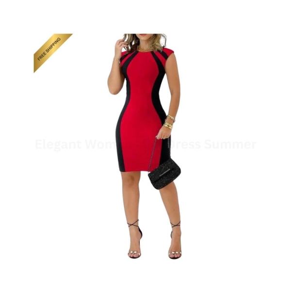 Elegant Women's Midi Dress | Summer Sleeveless Bodycon Dress | Vintage Office Pencil Dress | Casual Party Dress for Women | Slim Fit