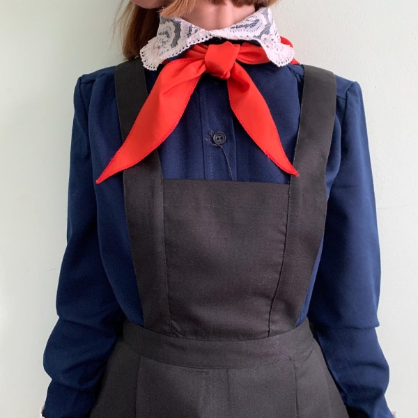 Vintage School Uniform, Soviet Student Uniform, Student Dress Uniform, Blue Dress, Pioneer Tie, Vintage Fashion, Movie Props, Photo Props,