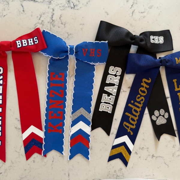 Team Spirit Ribbon, Cheer, Game Day, Retro Collegiate, High School, Uniform, Personalized Hair Bow, Chevron, Drill Team
