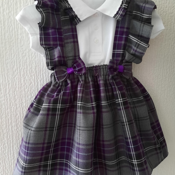 Plaid tartan school pinafore and polo set - school uniform - school skirt