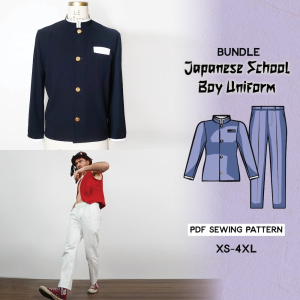 Japanese School Boy Uniform Cosplay Fashion Costume Sewing Pattern/Downloadable PDF File