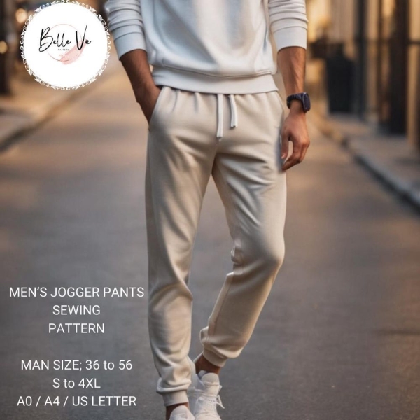 Men's Trousers Sewing Model, Men's Trousers Model, Men's Tracksuit, Trousers PDF Sewing, Men's Size: 36 - 56 XS-4XL