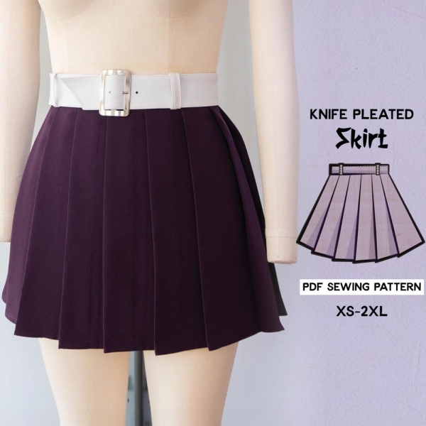 Knife Pleated Skirt Sewing Pattern/Downloadable PDF File and Tutorial Book