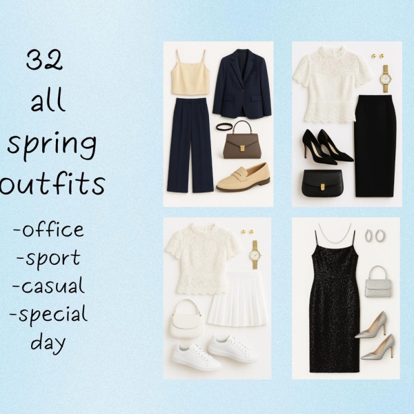 32 all spring Classy Work, Sport, Casual and Special Day Outfits Ebook -In Spring special outfits for Women | Dress for women Wardrobe Guide