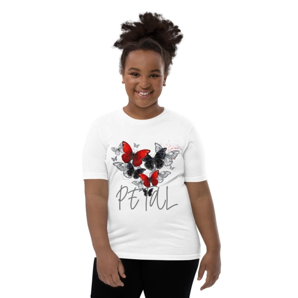 Petal Butterfly Girls Youth Short Sleeve T-Shirt, School Uniform Shirt