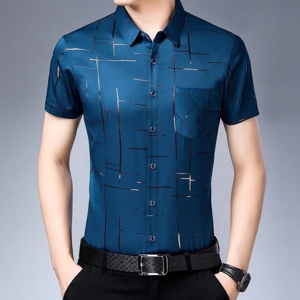 Men's Business Casual No-Iron Short Sleeve Shirt – Wrinkle-Resistant, Stylish & Comfortable Nice looking