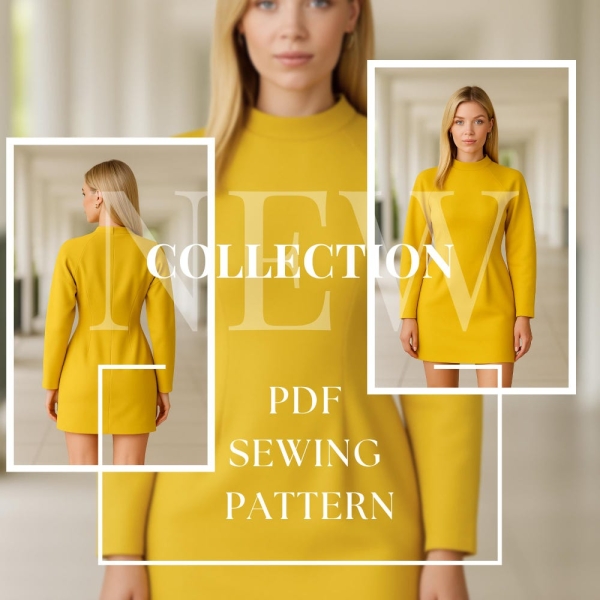 Elegant modern  slim fit dress pattern for women, modern work dress pattern, minimalist office business dress pattern, women's dress