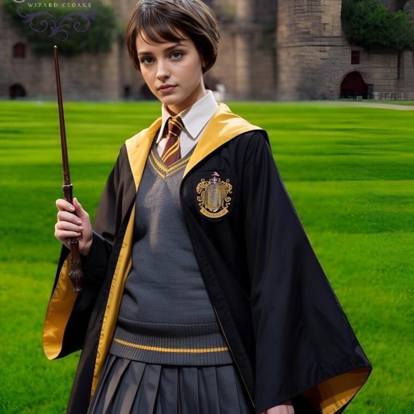 Hufflepuff School Uniform Costume | Yellow House Wizard Robe Set for Kids and Adults