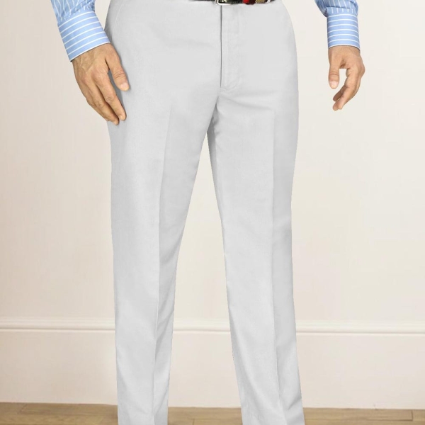 Men's Pearly White Formal Trouser Tailored Fit Lightweight Business Suit Work Wear Casual Tapered Wedding Office Party Dress Pants
