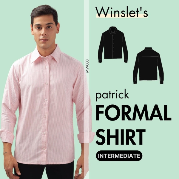 Formal Shirt Pattern| A Classic Button down Shirt for Men| Digital Pattern with Projector Files| Perfect Tailored Fit| Men's Fashion