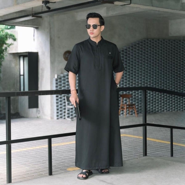 Ahsan Thoba - Men's Thobe, Short Sleeve Thobe, Men's Jubah, Men's Islamic Dress, Modest Men's Fashion, Islamic Ceremony Attire, Casual Men's