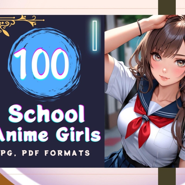 100 School Anime Girls, anime art, kawaii, anime characters, anime school uniform, girls, printable images