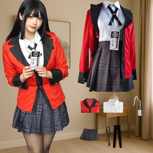 Kakegurui Yumeko Jabami Cosplay Costume JK Uniform | Japanese School Girl Halloween Outfit | Sayaka Anime Gift for Fans