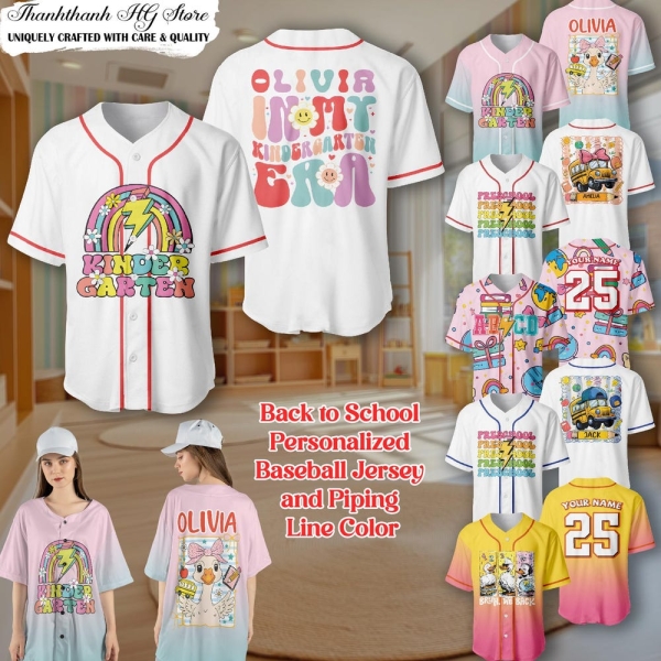 Personalized Baseball Jersey for Kids Custom Back to school Jersey Bruh We Back first day of school, Cute Jersey School Gift For Kids, Adult