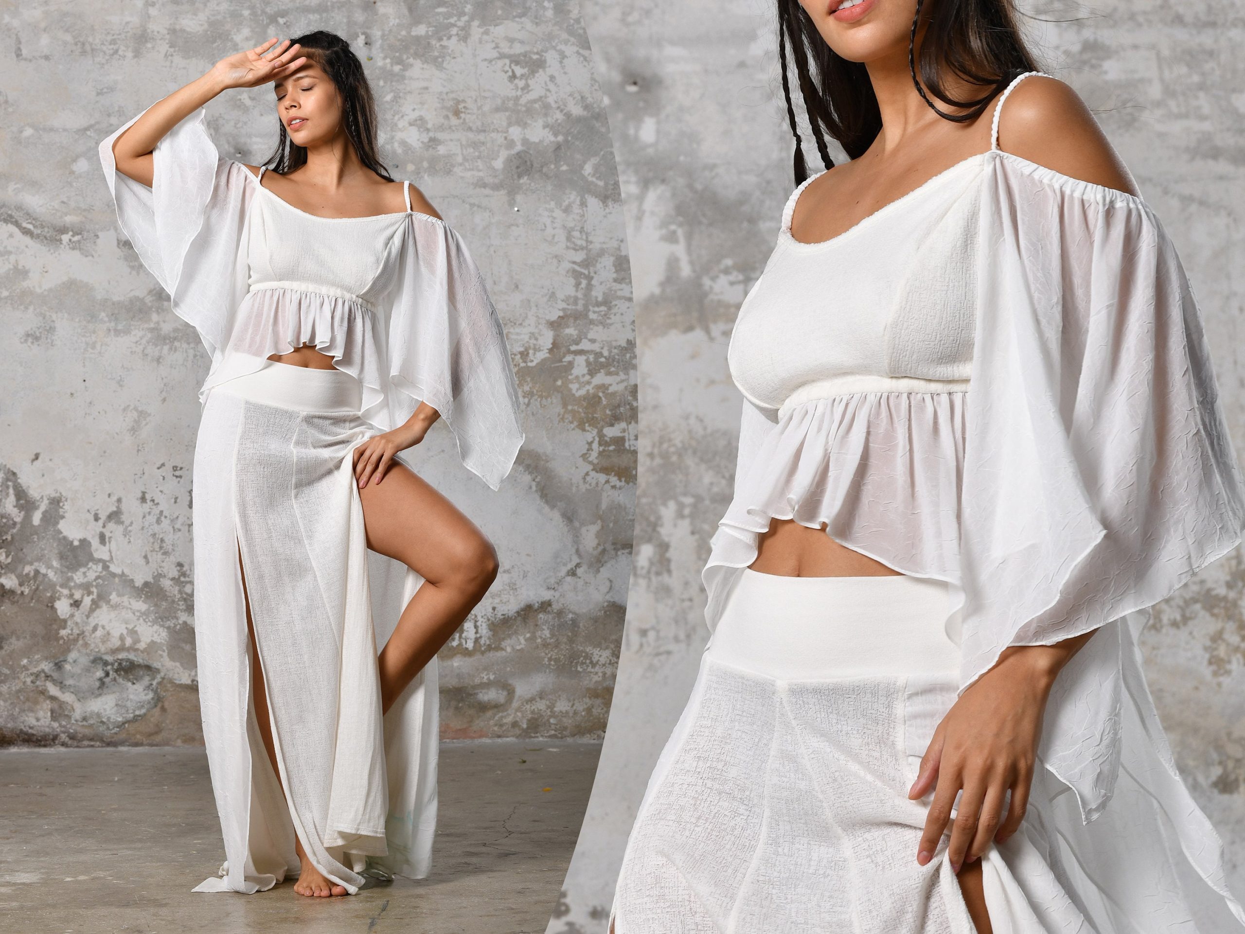 Off Shoulder White Boho Top Elegant Chic Women Off Shoulder White Boho Top Elegant Chic Women