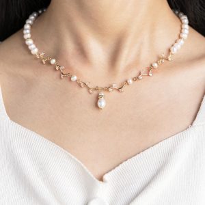Bridal Necklace Handmade Pearl Real Freshwater Wedding Jewelry