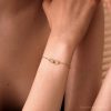 14k Gold Pave Paperclip Chain Bracelet Minimalist Cross